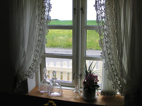 Beautiful romantic view out of a window 