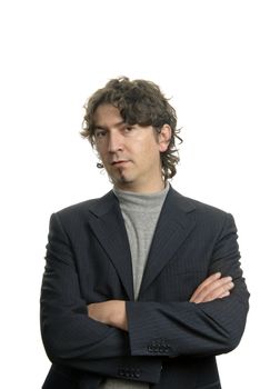 young man portrait standing on white background