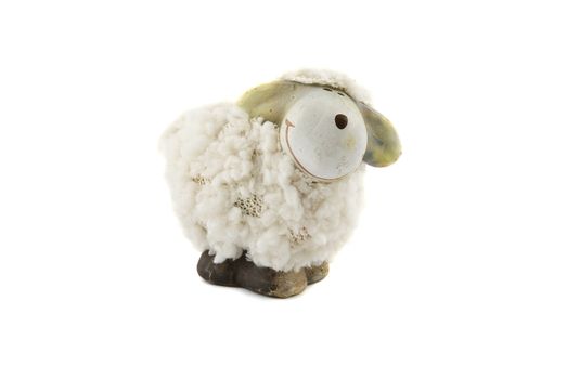 One sheep toy isolated on the white background.