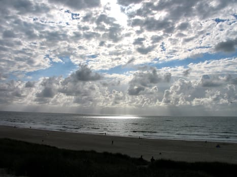 Beautiful and dramatic sunset with interesting clouds formation West Coast Denmark