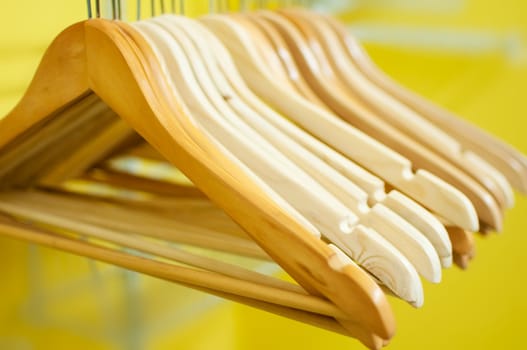 a row of empty hangers.