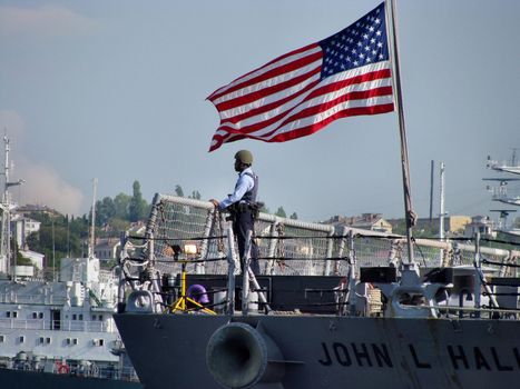 The military ship of the USA in Sevastopol