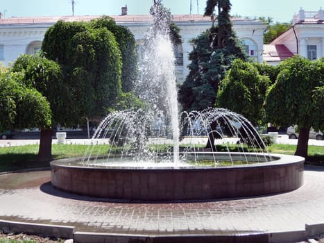 Fountain in seaside parkway in Sevastopol