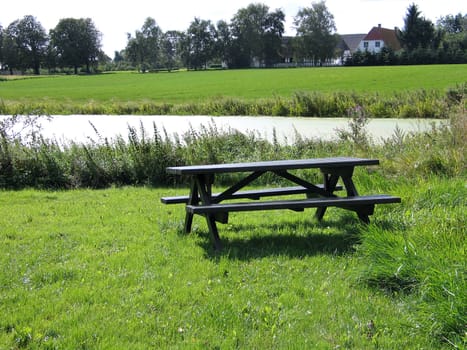 Out in nature setting by a pond Denmark - Taking a rest