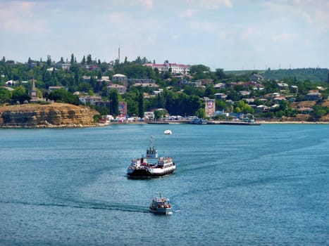 Car ferry in a bay of Sevastopol