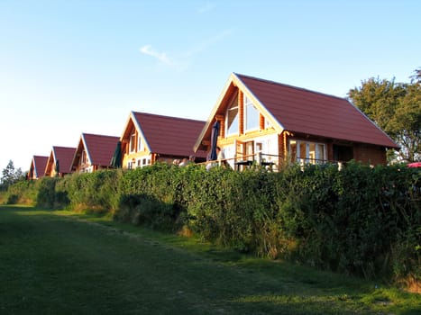 Wooden summer houses in a vacation village