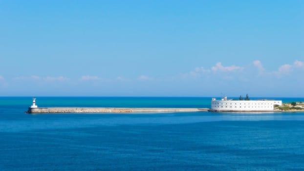 Konstantinovsky a ravelin, a lighthouse and a beacon in the Sevastopol bay