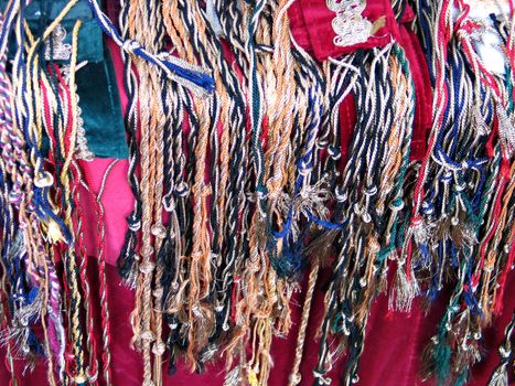 Beautiful colorful hand-made threads Medieval style - Textile abstract