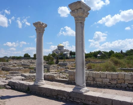 Ancient greek settlement Chersonese a Taurian and orthodox temple in its territory