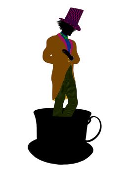 Madhatter from Allice in wonderland illustration silhouette on a white background