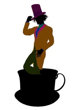 Madhatter from Allice in wonderland illustration silhouette on a white background