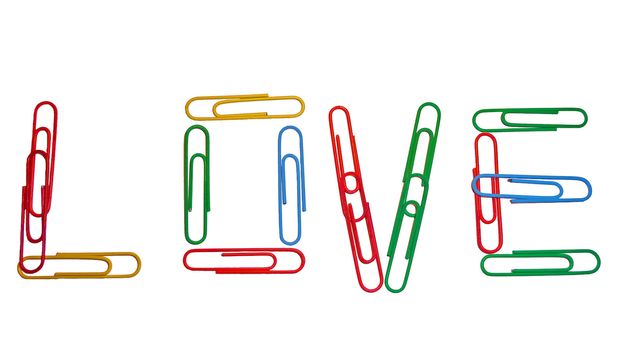 Word "Love" from paper clips