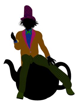 Madhatter from Allice in wonderland illustration silhouette on a white background