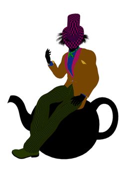 Madhatter from Allice in wonderland illustration silhouette on a white background