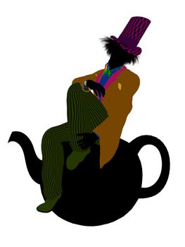 Madhatter from Allice in wonderland illustration silhouette on a white background