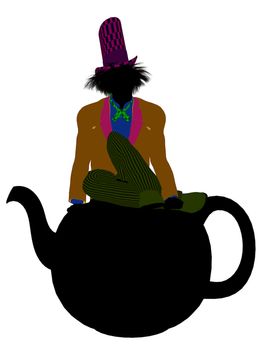 Madhatter from Allice in wonderland illustration silhouette on a white background