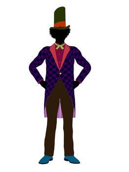 Madhatter from Allice in wonderland illustration silhouette on a white background