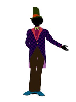 Madhatter from Allice in wonderland illustration silhouette on a white background