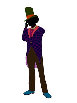 Madhatter from Allice in wonderland illustration silhouette on a white background