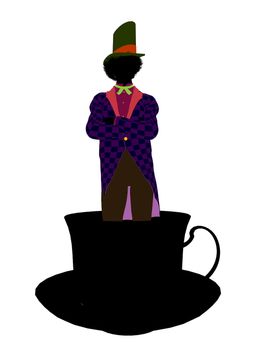 Madhatter from Allice in wonderland illustration silhouette on a white background