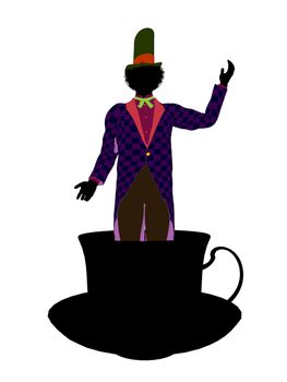 Madhatter from Allice in wonderland illustration silhouette on a white background