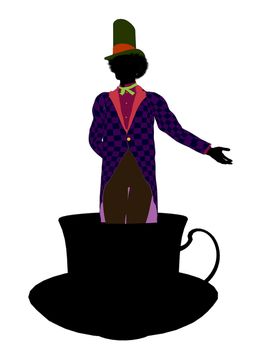 Madhatter from Allice in wonderland illustration silhouette on a white background
