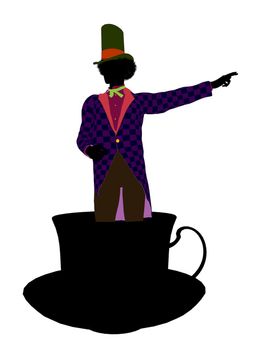 Madhatter from Allice in wonderland illustration silhouette on a white background