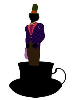 Madhatter from Allice in wonderland illustration silhouette on a white background
