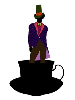 Madhatter from Allice in wonderland illustration silhouette on a white background