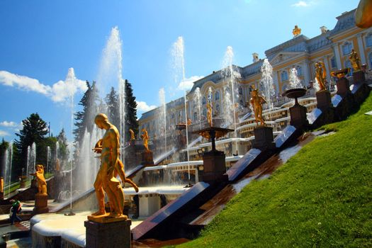 famous petergof park with fountains in Saint Petersburg Russia