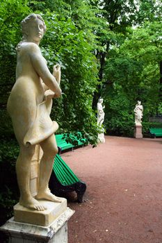 Summer gardens park in Saint Petersburg, Russia