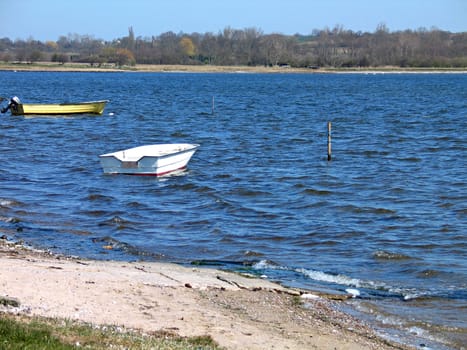 Small fishing port beach Funen Denmark