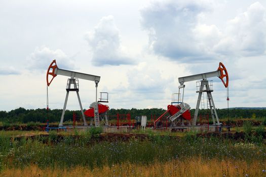two oil pump in Russia oilfield