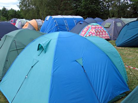 City of tents in a camping site village