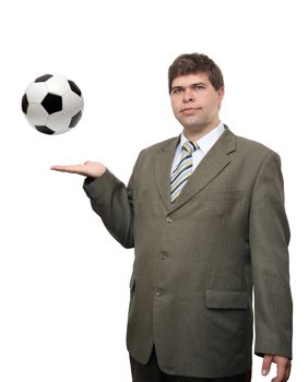 businessman with football soccer ball 