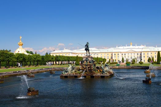 Neptune fountain in petergof park Saint Petersburg Russia