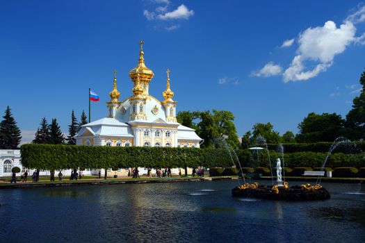 ornate dome in petrodvorets saint-petersburg Russia