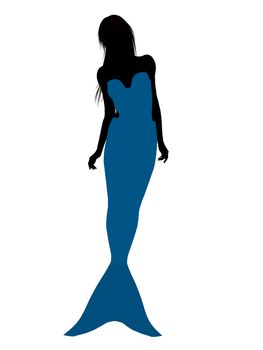 Little mermaid illustration silhouette on a white background