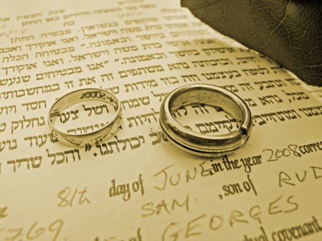Jewish wedding - Ketubah and wedding rings