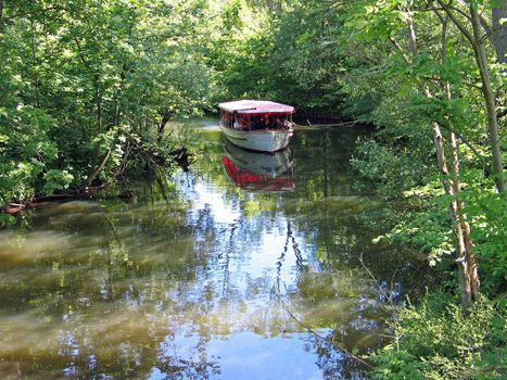 River tourists river sightseeing boat Odense Denmark