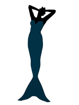 Little mermaid illustration silhouette on a white background