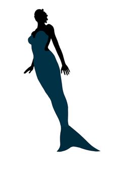 Little mermaid illustration silhouette on a white background