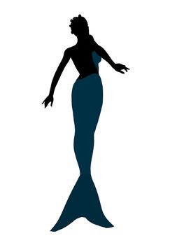 Little mermaid illustration silhouette on a white background