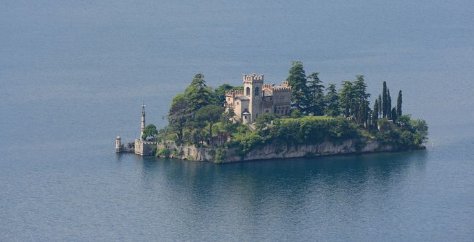 View on Iseo lake with small island