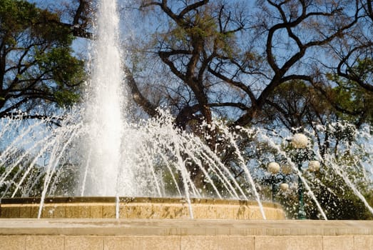 Close-up view of a large water fountain