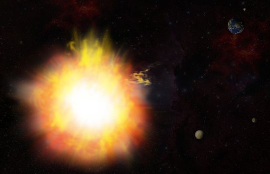 Illustration of the eruption - solar flare