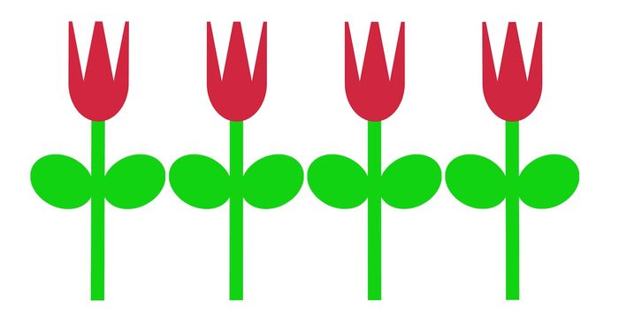 An simple illustration of red tulips in the spring.