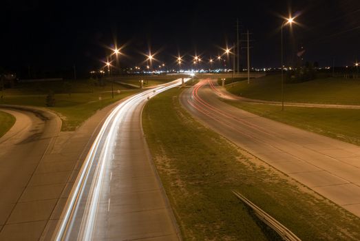 Traffic on a highway shot on a dark night