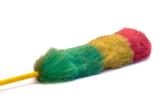 A common household item called a feather duster, isolated on a white background