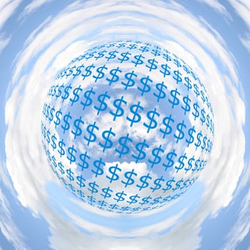 Finance concept showing dollar abstract over circular sky